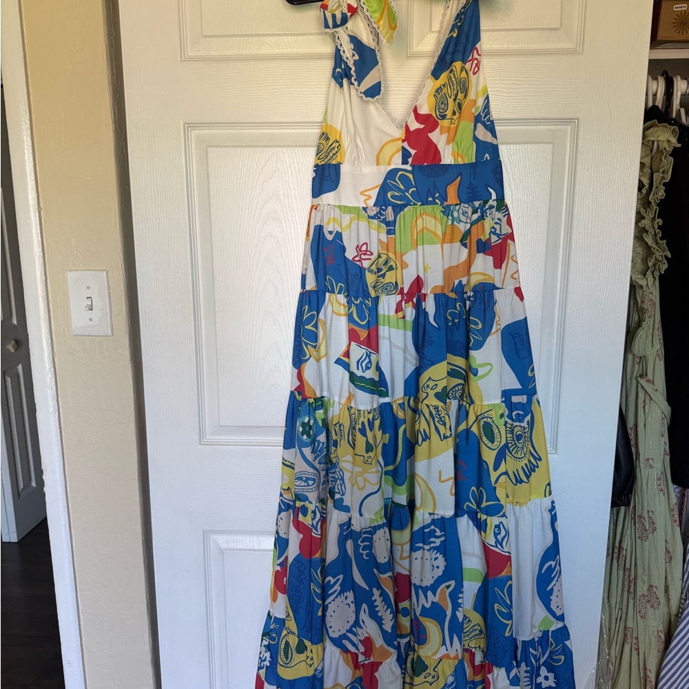 Chelsea & Violet Cecily Printed Empire Waist V-Neckline Sleeveless Maxi Dress - Picture 3 of 8